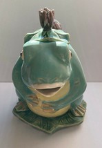 Majolica Style Green Frog Glazed Ceramic Collectible Teapot - £39.33 GBP