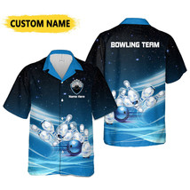 Custom Bowling Personalize Name Blue Galaxy, Bowling Team Button HAWAIIAN Shirt - £8.18 GBP+