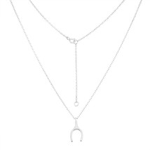 Sterling Silver Matte Wishbone Necklace - £32.06 GBP