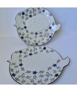 Set/2 Vintage Amica Global Song Platters / Serving Plates Blue White - €30,62 EUR