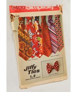 Mens Bow Ties Wide Neckties Jiffy Easy Simplicity 9400 Vintage 1971  One... - £12.45 GBP