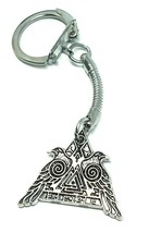 Valknut Raven Hugin &amp; Munin Rune Odin&#39;s Ravens Norse Viking Keyring Keychain Fob - £4.93 GBP