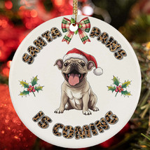 Funny Santa Paws French Bulldog Dog Lover Christmas Ornament Gift Decor Hanging - £12.52 GBP