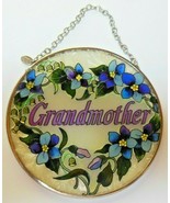 Hand Painted AMIA Floral Glass Sun Catcher &quot;Grandmother&quot; 4.5&quot; Diameter - €19,08 EUR