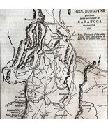 Map Burgoynes Route Saratoga 1845 Woodcut Print Victorian Revolution DWY9D - $54.87 CAD