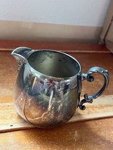 Vintage Wm Rogers Marked Small Silverplate Pitcher Creamer w Ornate Spout &amp; Hand - £10.10 GBP