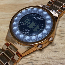 MGA Unisex Rose Gold Tone Round Plastic Digital Quartz Watch~Date~New Battery - £14.87 GBP