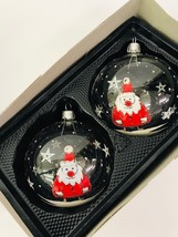 Vitbis 2 Handcrafted Glass Clear Round Santa Christmas Ornaments Made In Poland  - £22.41 GBP