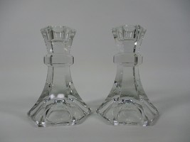 Vtg Set of 2 Towle 24% Lead Crystal Glass Candle Holders Candlesticks Austria 5&quot; - £10.54 GBP