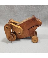 Handcrafted Wooden Frog Push Pull Along Childs Toys Articulated Back Leg... - $564.35 MXN