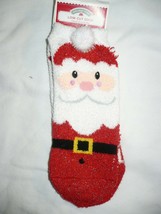 Holiday Time Women&#39;s Low Cut Cozy Socks Shoe Size 4-10 Santa 1 Pair So Soft - £7.80 GBP