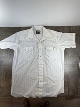 Wrangler Shirt Mens 16 White Short Sleeve Button Up Cowboy Cut X Long Tails - $12.08