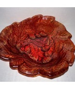 Indiana Glass Company  Loganberry Ruby Red Candy Dish Bowl Berries &amp; Leaves - $21.51