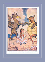 Alice with The Mock Turtle &amp; Gryphon Alice in Wonderland Illustration by Milo Wi - £10.93 GBP
