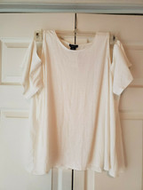 Rue 21 Women&#39;s Size XL White Cotton Open Shoulder Open Flow Shirt (NEW) - £10.12 GBP