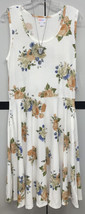 NWT LuLaRoe Large Ivory Peach Blue Green Dainty Floral Nikki Sleeveless Dress - £38.10 GBP