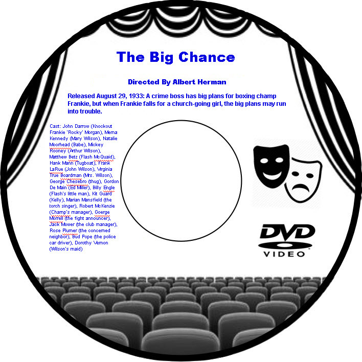 The Big Chance 1933 DVD Movie Drama John Darrow Merna Kennedy Natalie Moorhead M