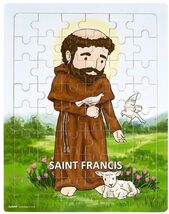 St Francis (mini saints) Wood 48pc Tray Puzzle, New #AB-143 - $6.97 CAD