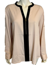 NWT Calvin Klein Pale Pink and Black V Neck Long Sleeve Blouse Size XL - £14.93 GBP