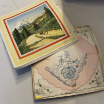 Handkerchiefs Swiss Embroidered Floral Hankies Boxed Set 3 Ladies - $14.74