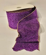 Metallic Sparkle Magenta Purple Black Fabric Ribbon 4&quot; W x 25 Yds Spool Retired - £55.94 GBP