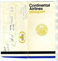 Continental Airlines Passport Ticket Jacket / Gate Pass &amp; Ticket 1968 - £15.55 GBP