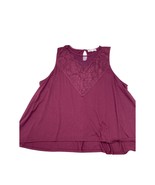 WallFlower Tank Top Lace Keyhole Sleeveless Blouse Maroon Woman&#39;s Plus s... - $17.87