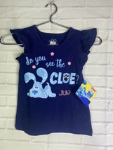 Blue&#39;s Clues and You Blue Clue Ruffle Short Sleeve Tee T-Shirt Top Kids ... - £12.62 GBP