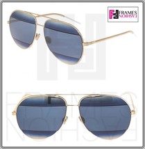 Christian Dior Split 1 Gold Blue Metal Aviator Sunglasses Diorsplit Unisex - £152.34 GBP