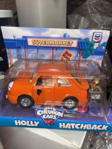 Vintage Chevron Cars Holly Hatchback Orange Vehicle Moving Eyes Doors Open 1997 - $4.95