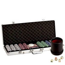 500 Dice Chips Aluminum Poker Set + Deluxe Dice Cup Wth 5 Poker Dice - $71.99