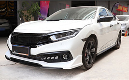 1 Set Black Front Bumper Spoiler Kit White Cover For Honda Civic 2019-2020 Sedan - $318.68