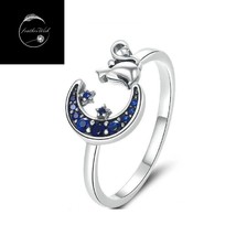 Genuine Sterling Silver Midnight Cat Pet Animal Adjustable Resizable Ring - £16.13 GBP