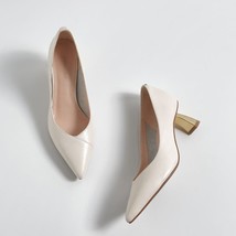 ALLBITEFO gold heel leather  high heels party women shoes women high heel shoes  - £78.32 GBP