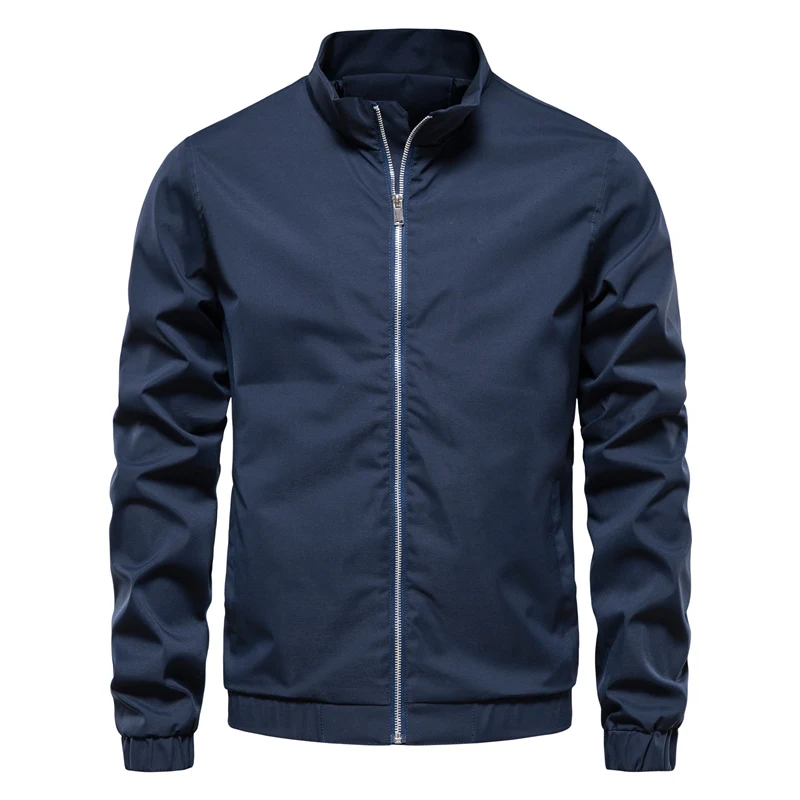 AIOPESON Basic Stand Collar Bomber Jacket Men Casual Zipper Solid Color Mens Jac - £221.08 GBP
