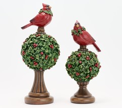 Set of 2 Boxwood Topiaries with Cardinals by Valerie in - £154.58 GBP