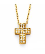 14K Yellow Gold Cubic Zirconia Cross Necklace  - €228,23 EUR