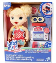 Hasbro Baby Alive Snackin' Treats Baby with Rooted Blonde Curly Hair HTF Import - $31.69