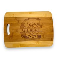 Bamboo - Split Letter Monogram PERSONALIZED Cutting Board with you Letter and Na - £23.11 GBP