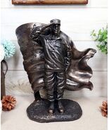 Ebros Solemn Tribute Patriotic American Soldier Saluting Flag Statue USA... - $692.67 MXN