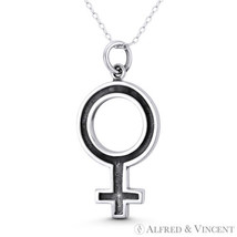 Female Symbol Goddess of Beauty Venus Feminist Charm 925 Sterling Silver Pendant - £20.92 GBP+
