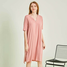 sleep wear Soft Cotton &amp; Modal Night Shirt Nightgown Lounge wear M-L Pink - $27.99