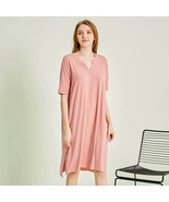 sleep wear Soft Cotton &amp; Modal Night Shirt Nightgown Lounge wear M-L Pink - $27.99