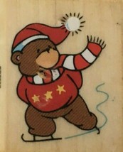 Noteworthy Rubber Stamp Ice Skating Bear Winter Christmas Holidays Small Scarf - £2.23 GBP