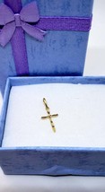 14k Gold Cross necklace dainty solid Yellow gold cross pendant Religious... - £58.64 GBP