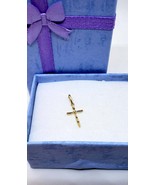 14k Gold Cross necklace dainty solid Yellow gold cross pendant Religious... - £58.28 GBP
