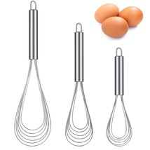 3 Pieces Stainless Steel Kitchen Flat Whisk Set 8 Inch, 10 Inch And 11.6 Inch St - £15.81 GBP