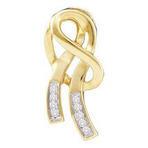 10kt Yellow Gold Womens Round Diamond Ribbon Fashion Pendant 1/12 Cttw - £111.11 GBP