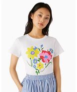 Kate Spade New England Floral T-Shirt Women&#39;s Graphic Tee White Size S NWOT - $497.70 MXN