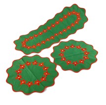 Set of 1 vintage Christmas table runner and 2 Christmas doilies christmas linens - £23.18 GBP